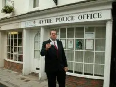 Darren Briddock outside Hythe Police Shop