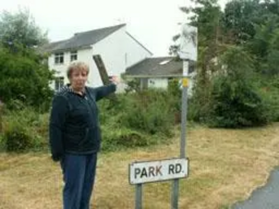 Val Loseby with overgrown land