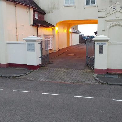 Parking space directly in front of access to flats