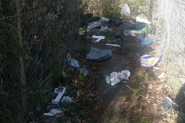 Rubbish on footpath