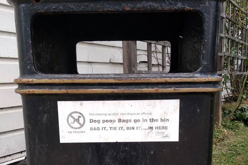 Sandgate Street Waste Bin with Dog Waste Sticker