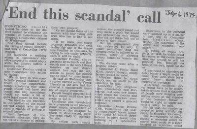 1974 housing article from newspaper from Terry Preston