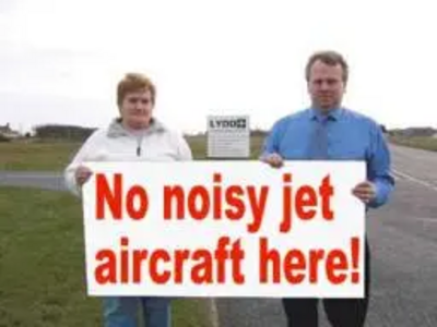 Cllr Julie White and Peter Carroll are campaigning against airport expansion at Lydd