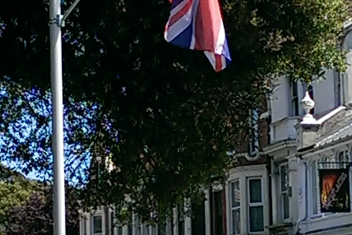 Union flag on Sandgate High Street lampost