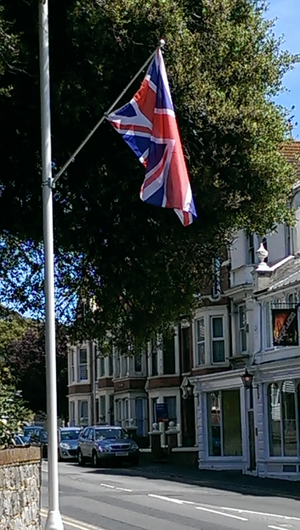 Union flag on Sandgate High Street lampost