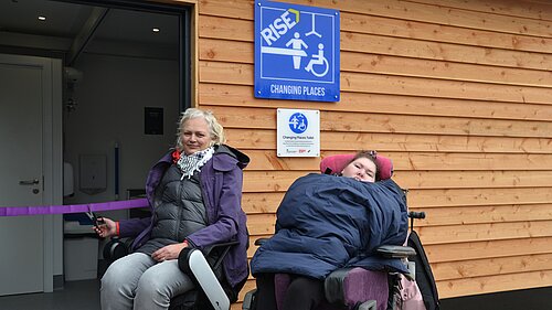 Users cutting the ribbon on new Lower Leas Park Changing Places toilet