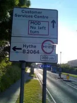 Damaged road sign