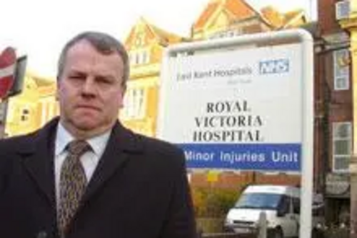 Peter Carroll outside the Royal Victoria Hospital in Folkestone