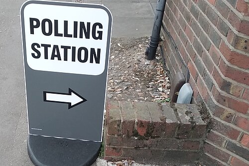 Polling station sign