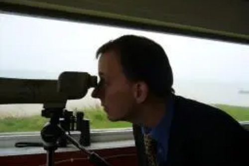 Toby Philpott and binoculars