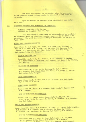 Minutes of July 1973 Shepway Council meeting