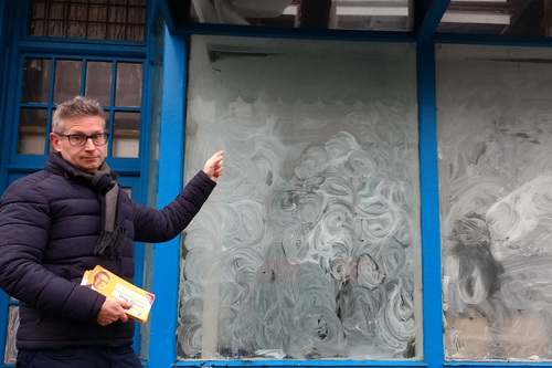 Simon Bishop outside empty shop in Folkestone