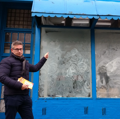 Simon Bishop outside empty shop in Folkestone