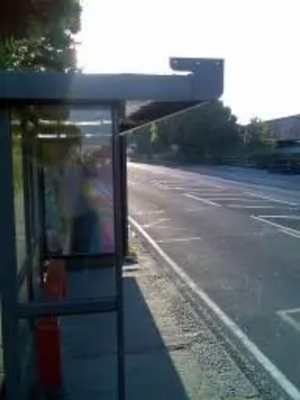 Bus shelter without bus stop sign