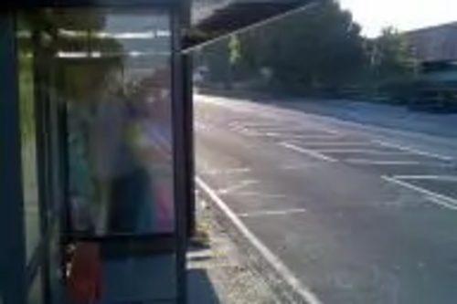 Bus shelter without bus stop sign