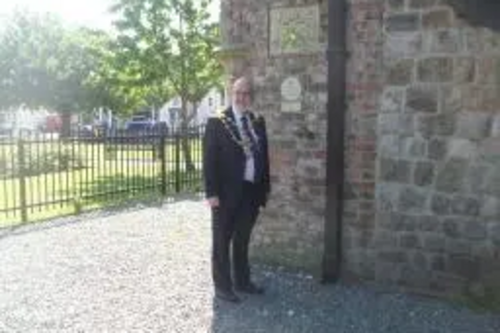 Tom McNeice at with Walter Tull Memorial Plaque