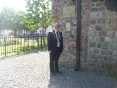 Tom McNeice at with Walter Tull Memorial Plaque