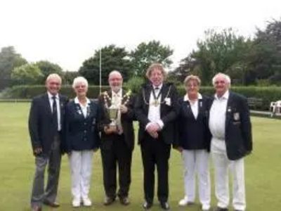 Folkestone Bowls Team with Tom McNeice and Speaker of the Cinque Ports