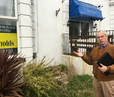 ■	Romney Marsh campaignerTed Last outside the former Mont Calm Care Home in Lydd.