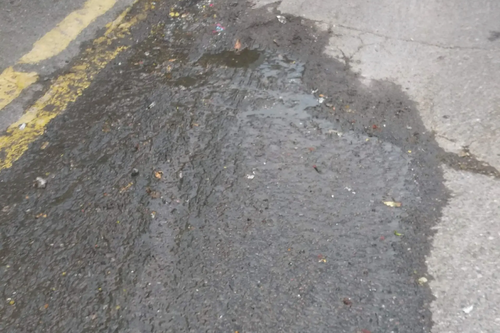 Water leaking from road (The Undercliffe)