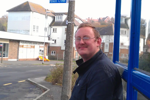 Gary Fuller at bus stop